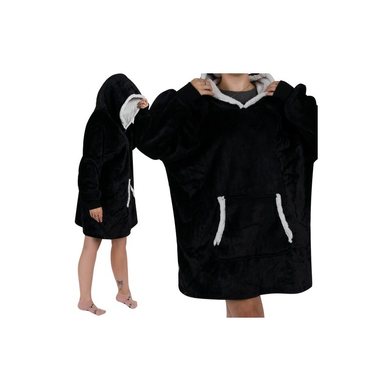 BLUZA XXL - KOC CZARNY RUHHY 24403 - KOMFORT I CIEPŁO