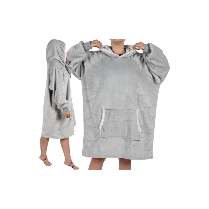 BLUZA XXL - KOC SZARY RUHHY 24402 - IDEALNA NA CHŁODNE DNI