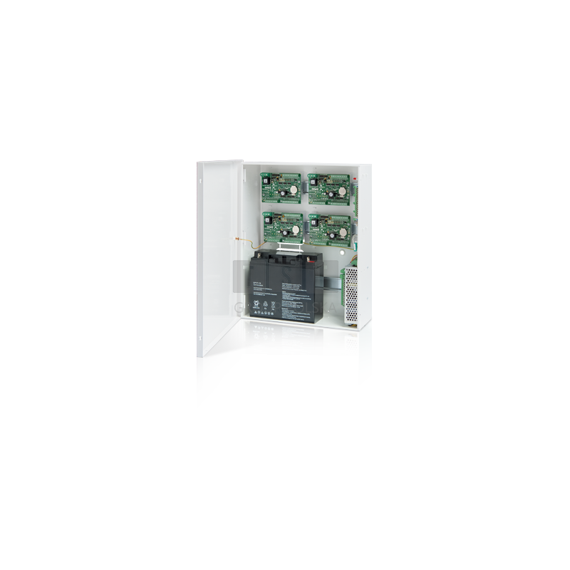 ME-2-D Obudowa metalowa z zamontowanymi 3 szynami montażowymi DIN 35mm w zestawie z dozorowanym zasilaczem