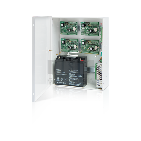 ME-2-D Obudowa metalowa z zamontowanymi 3 szynami montażowymi DIN 35mm w zestawie z dozorowanym zasilaczem