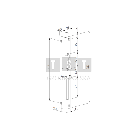YFPKP250B Kątownik prawy 250mm, brąz