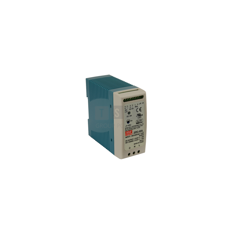 DRC-40A Zasilacz na szynę DIN, DRC 13.8V/40W/1.9A/1A, MEAN WELL