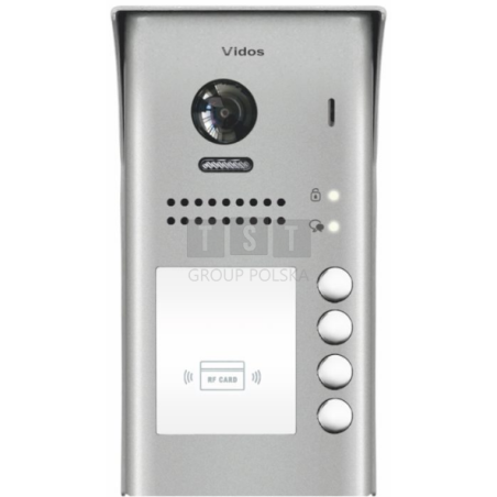S1104A Bramofon cyfrowy 4-przyciskowy, natynkowy, kamera 600TVL, szerokokątny, czytnik kart, VIDOS DUO