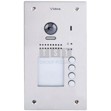 S1204A Bramofon cyfrowy 4-przyciskowy, podtynkowy, kamera 2 Mpix, szrokokątny obiektyw, czytnik kart VIDOS