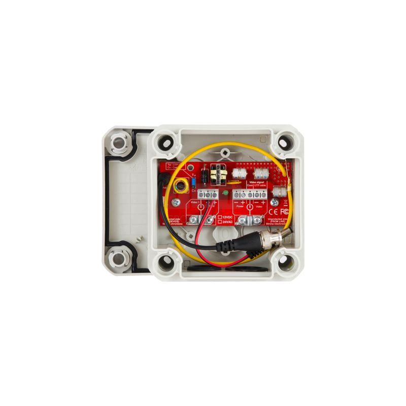 BOX HD-1-EXT/12VDC Kompaktowe zabezpieczenie punktu kamerowego, ANALOG, IP66, zabezpieczenie antyprzepięciowe