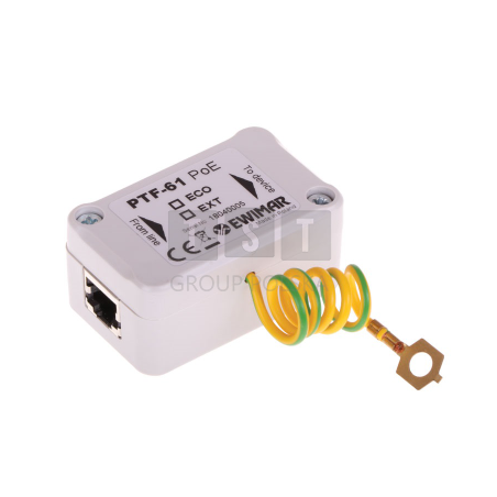 PTF-61-EXT/PoE 1-kanałowe zabezpieczenie przeciwprzepięciowe serii EXT z ochroną PoE do instalacji Gigabit Ethernet