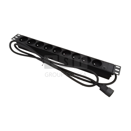 PZ09U Listwa zasilająca 19" gniazdo 9 x CEE 7/5 wtyk IEC320 C14