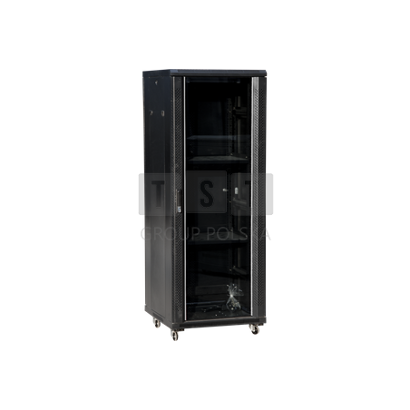 SS-32U-600-800-01-C Szafa 32U 600x800, drzwi przednie szklane, czarna