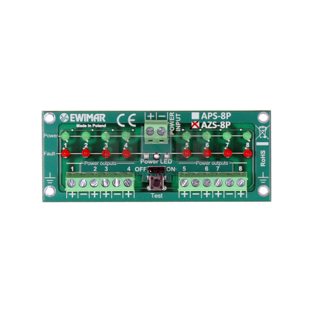 AZS-8P Dystrybutor zasilania, separator zwarcia do czujek