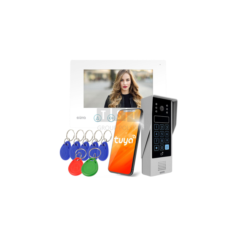 WIDEODOMOFON EURA VDP-90A3 DELTA + biały monitor TUYA
