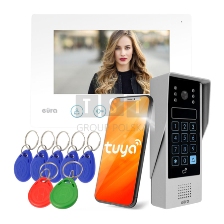 WIDEODOMOFON EURA VDP-90A3 DELTA + biały monitor TUYA