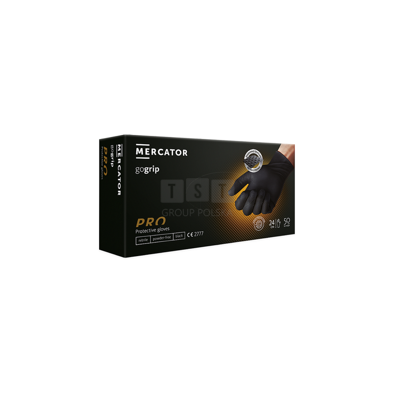 BARDZO WYTRZYMAŁE RĘKAWICE RĘKAWICZKI NITRYLOWE BEZPUDROWE MERCATOR GOGRIP R. M