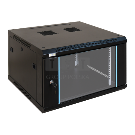 Szafa rack 196U,  600mm, Szkło-Czarna RWA666"