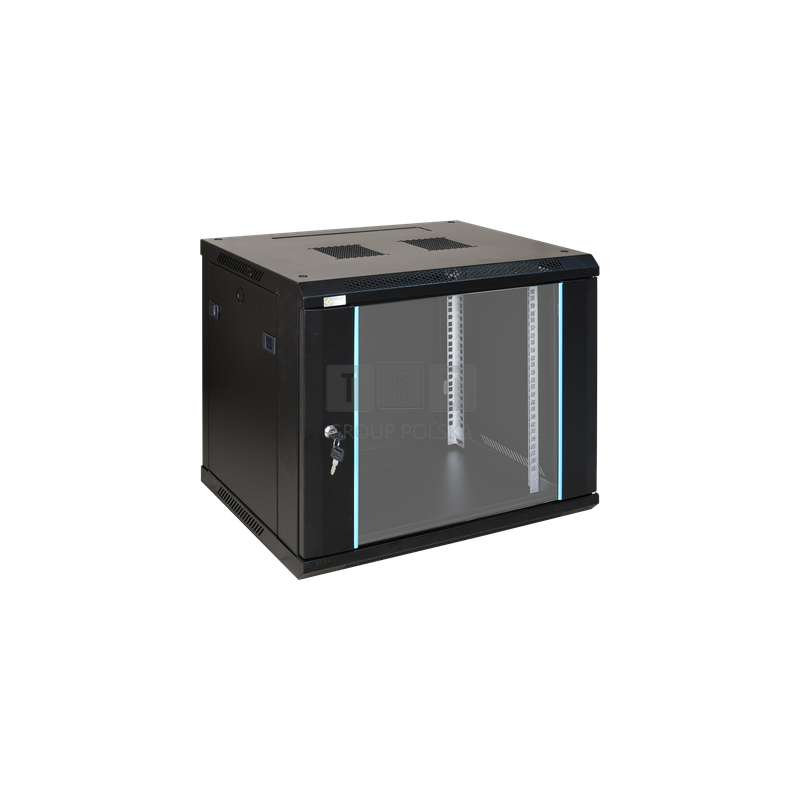 Szafa rack 19 9U , 450mm, Szkło-Czarna RWA964"