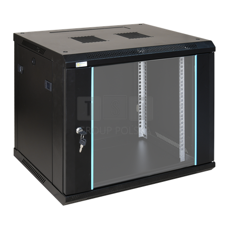 Szafa rack 19 9U , 450mm, Szkło-Czarna RWA964"