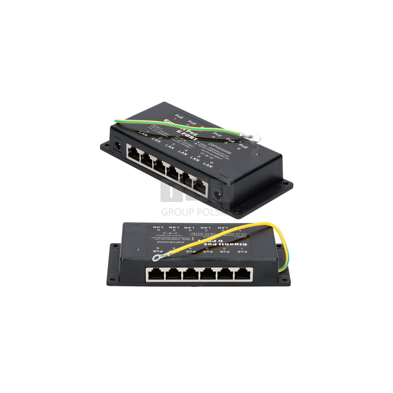 Extralink 6 Portowy | Gigabit PoE Injector | 6x 1000Mb/s RJ45