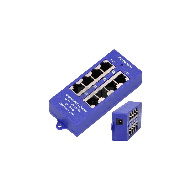 Extralink 4 Portowy | Gigabit PoE Injector | 4x 1000Mb/s RJ45