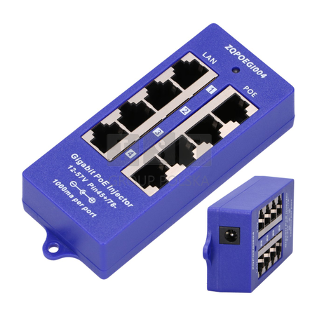 Extralink 4 Portowy | Gigabit PoE Injector | 4x 1000Mb/s RJ45