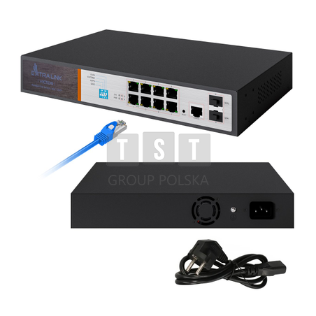 Extralink VICTOR | Switch PoE | 8x Gigabit PoE/PoE+, 2x SFP, 1x Port Konsolowy, 150W, Zarządzalny