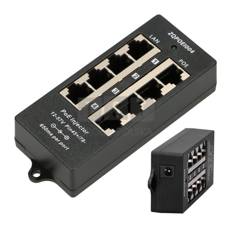 Extralink 4 Portowy | PoE Injector | 4x 100Mb/s RJ45