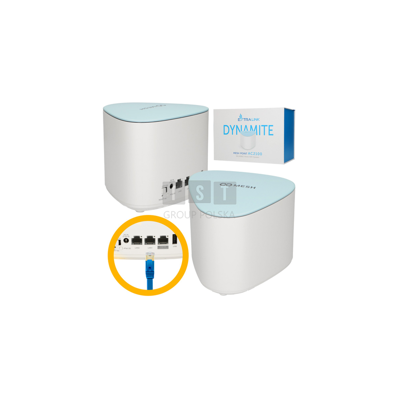 Extralink Dynamite C21 | Moduł rozszerzający sieć Mesh | AC2100, MU-MIMO, Domowy System Mesh WiFi
