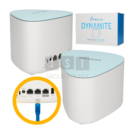 Extralink Dynamite C21 | Moduł rozszerzający sieć Mesh | AC2100, MU-MIMO, Domowy System Mesh WiFi
