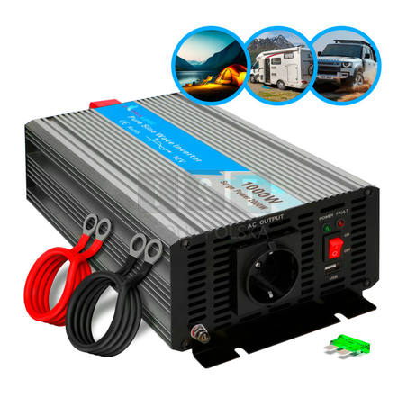 Extralink OPIP-1000W | Przetwornica napięcia | 12V - 230W, 1000W, czysty sinus