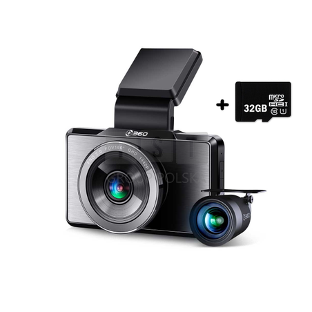 360 G500H Premium | Rejestrator samochodowy | Zestaw przód + tył, 1440p, GPS, karta microSD 32GB w zestawie