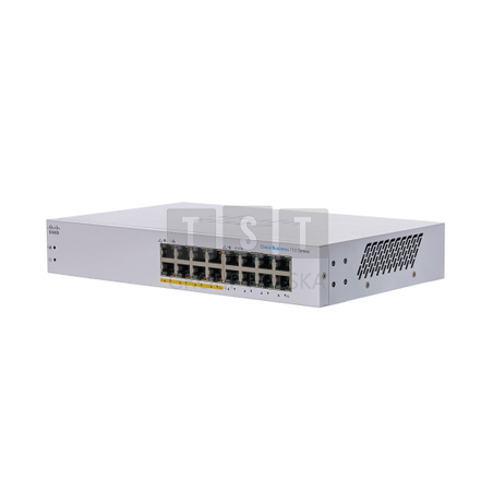 Cisco CBS110-16PP | Switch | 16x RJ45 1000Mb/s, 8x PoE, Desktop, Rack, Niezarządzalny, 64W