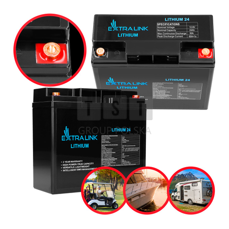 Extralink LiFePO4 24AH | Akumulator | 12.8V, BMS