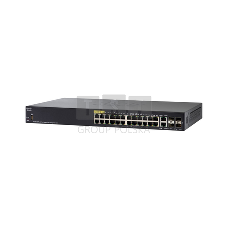 Cisco SG350-28P | Switch PoE | 24x 1000Mb/s PoE, 195W, 2x Combo(RJ45/SFP) + 2x SFP, Zarządzalny