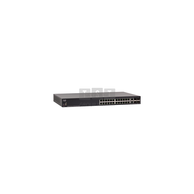 Cisco SF250-24P | Switch PoE | 24x 100Mb/s PoE/PoE+, 2x 1Gb/s Combo(RJ45/SFP), PoE 185W, Zarządzalny