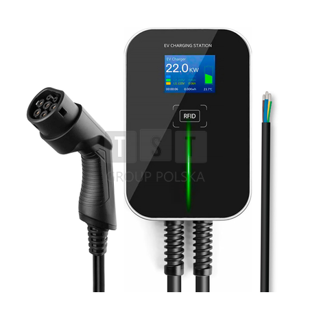 Extralink BS20-BC-22kW-RFID Typ 2 32A 22kW | Ładowarka do samochodu elektrycznego | 3 fazy, ekran LCD, 6,1m
