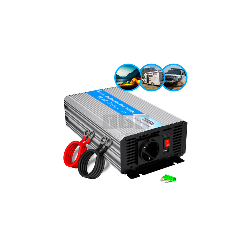 Extralink OPIP-1500W | Przetwornica napięcia | samochodowa 12V, 1500W czysty sinus