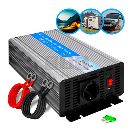 Extralink OPIM-2000W | Przetwornica napięcia | samochodowa 12V, 2000W modyfikowany sinus