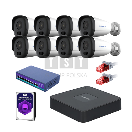 Gotowy do podłączenia zestaw monitoringu VidiLine z 8 kamerami tubowymi VIDI-IPC-24T