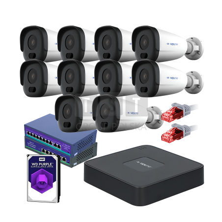 Gotowy do podłączenia zestaw monitoringu VidiLine z 10 kamerami tubowymi VIDI-IPC-24T