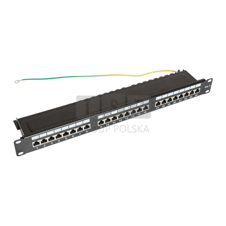 CCAS-PA6-24STP-O-2 Panel kat. 6 19" 1U, 24xRJ45 FTP czarny z półką