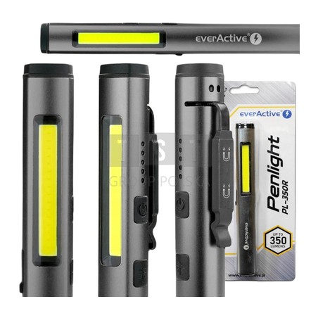 Latarka warsztatowa inspekcyjna COB LED UV Laser everActive PL-350R 350 lumenów IP54 z magnesem