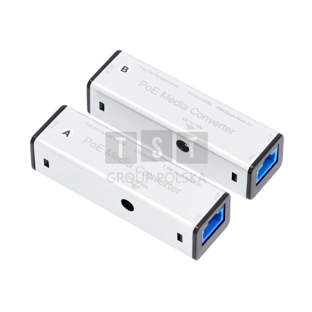 Konwerter skrętka-światłowód Gigabit zasilany z PoE zasięg do 3 km zestaw