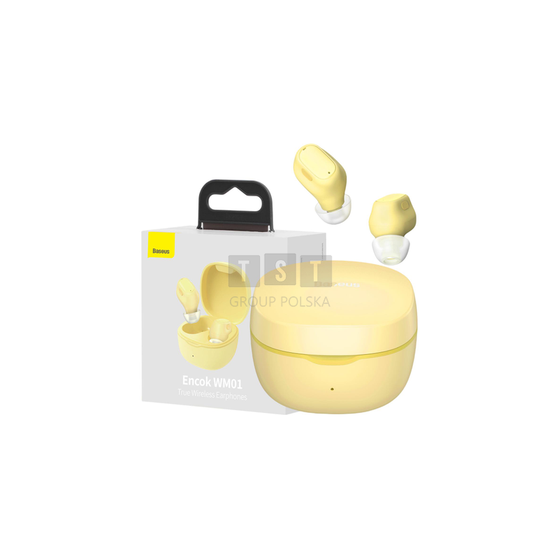 SŁUCHAWKI BEZPRZEWODOWE TWS Baseus Encok WM01 NGTW240011 UPGRADED VERSION BT 5.3 ŻÓŁTE