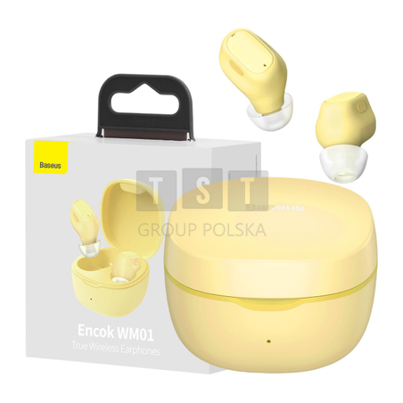 SŁUCHAWKI BEZPRZEWODOWE TWS Baseus Encok WM01 NGTW240011 UPGRADED VERSION BT 5.3 ŻÓŁTE