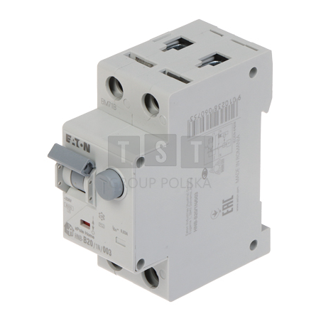 WYŁĄCZNIK RÓŻNICOWO-NADPRĄDOWY HNB-B20/1N/003 JEDNOFAZOWY, TYP AC 30 mA 20 A EATON