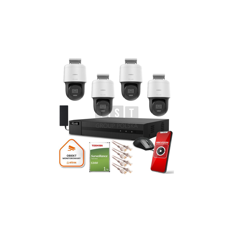 Zestaw monitoringu Hilook 4 kamer IP PTZ-N4MP 1TB dysk