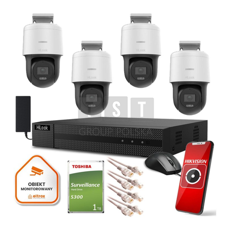 Zestaw monitoringu Hilook 4 kamer IP PTZ-N4MP 1TB dysk