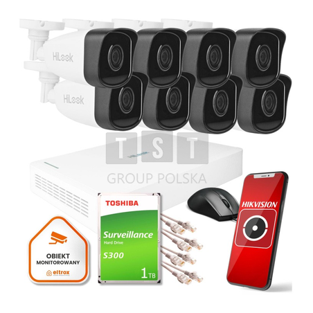 Zestaw monitoringu Hilook by Hikvision 8 kamer IP IPCAM-B2 1TB dysk