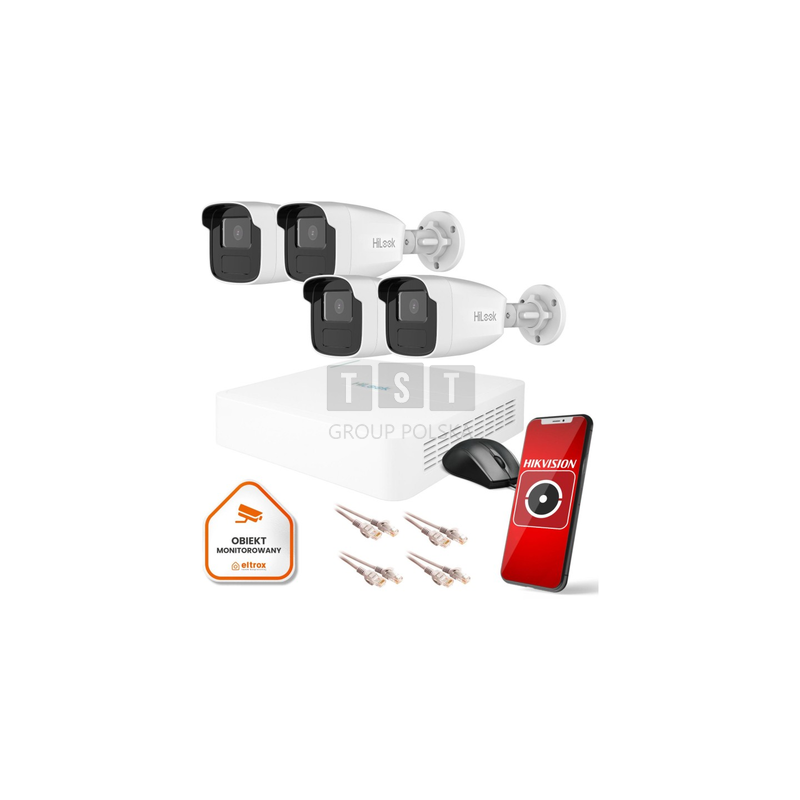 Zestaw monitoringu 4 kamery Hilook do biura domu sklepu magazynu