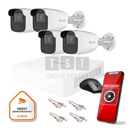 Zestaw monitoringu 4 kamery Hilook do biura domu sklepu magazynu