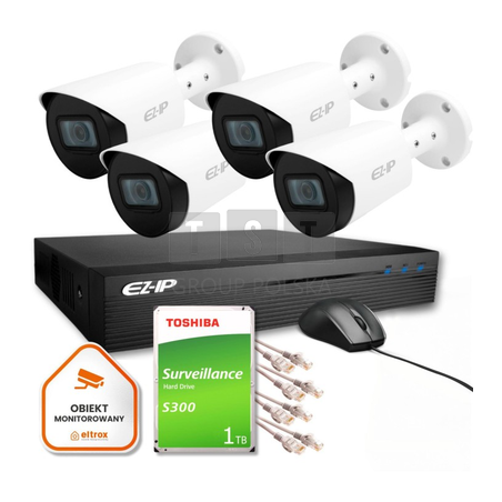 Zestaw monitoringu IP Pro 4B EZ-IP by Dahua 4 kamer 2K 1TB EZI-B140-F2