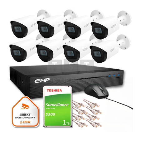 Zestaw monitoringu IP Pro 8B EZ-IP by Dahua 8 kamer 2K 1TB EZI-B140-F2